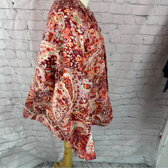 vintage coldwater creek jacket blazer plus size 18W bright paisley print - Picture 2 of 8